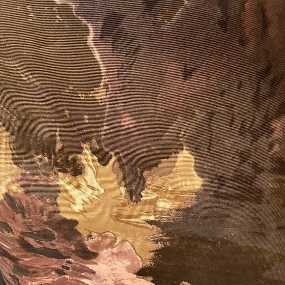 Loft SZ 6 Abstract print chocolate & lilac pencil skirt classic artsy essential - Picture 6 of 6